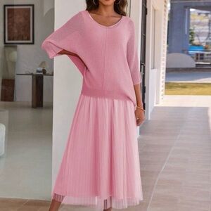 Pink Sweater and Skirt Set